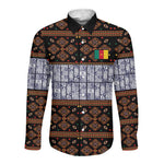 Cameroon Toghu Long Sleeve Button Shirt Flag Coat Of Arms - Traditional Bamenda Art