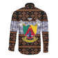 Cameroon Toghu Long Sleeve Button Shirt Flag Coat Of Arms - Traditional Bamenda Art