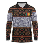 Cameroon Toghu Long Sleeve Polo Shirt Flag Coat Of Arms - Traditional Bamenda Art