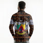 Cameroon Toghu Long Sleeve Polo Shirt Flag Coat Of Arms - Traditional Bamenda Art