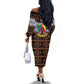Cameroon Toghu Off The Shoulder Long Sleeve Dress Flag Coat Of Arms - Traditional Bamenda Art