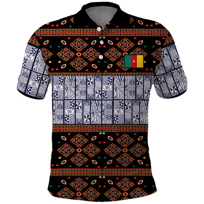 Cameroon Toghu Polo Shirt Flag Coat Of Arms - Traditional Bamenda Art