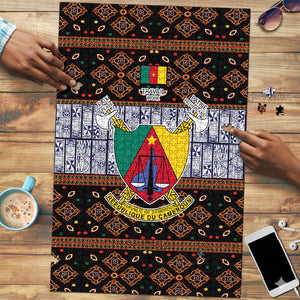 Cameroon Toghu Puzzle Flag Coat Of Arms - Traditional Bamenda Art