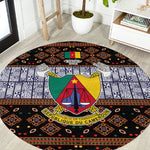 Cameroon Toghu Round Carpet Flag Coat Of Arms - Traditional Bamenda Art