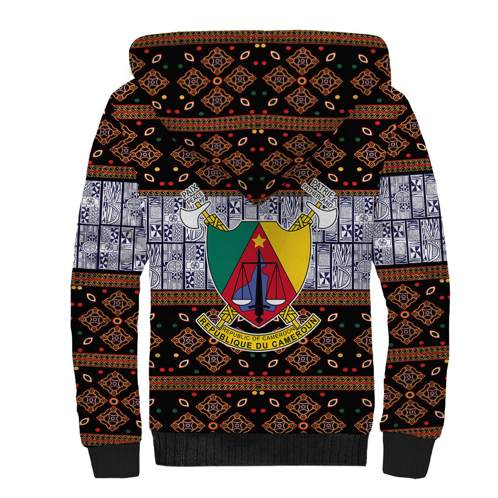 Cameroon Toghu Sherpa Hoodie Flag Coat Of Arms - Traditional Bamenda Art
