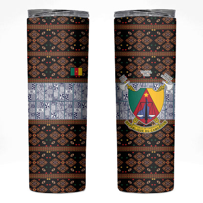 Cameroon Toghu Skinny Tumbler Flag Coat Of Arms - Traditional Bamenda Art