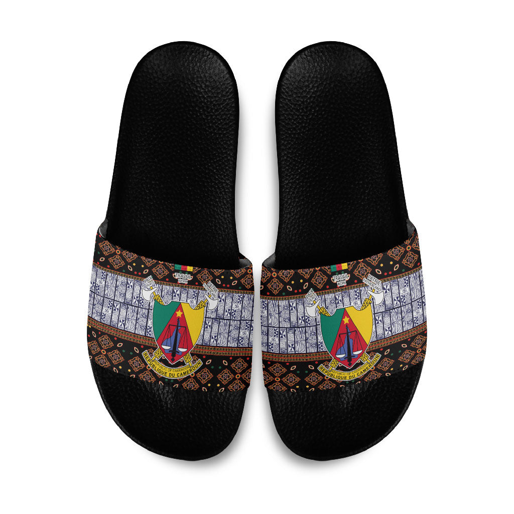 Cameroon Toghu Slide Sandals Flag Coat Of Arms - Traditional Bamenda Art