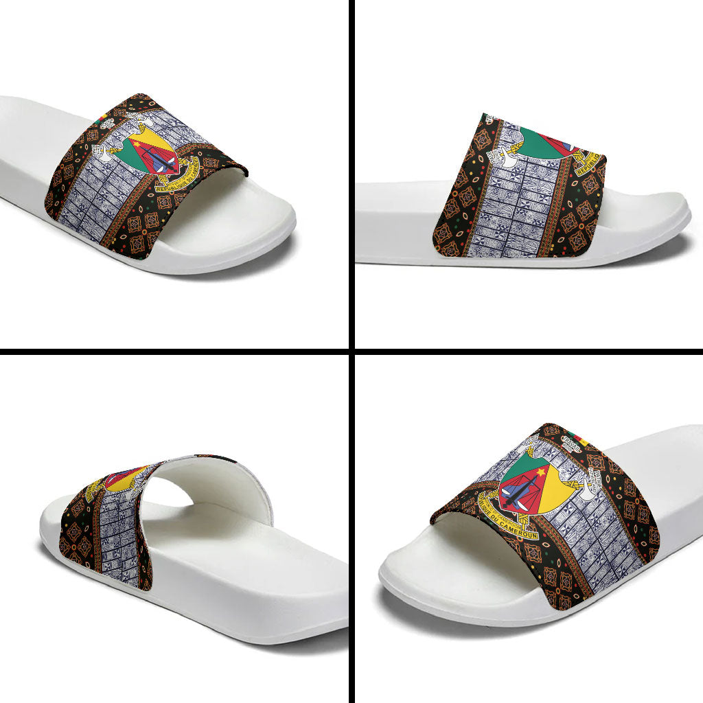 Cameroon Toghu Slide Sandals Flag Coat Of Arms - Traditional Bamenda Art