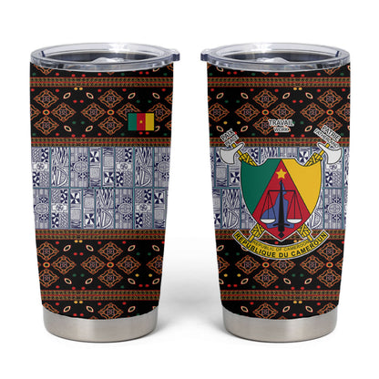 Cameroon Toghu Tumbler Cup Flag Coat Of Arms - Traditional Bamenda Art