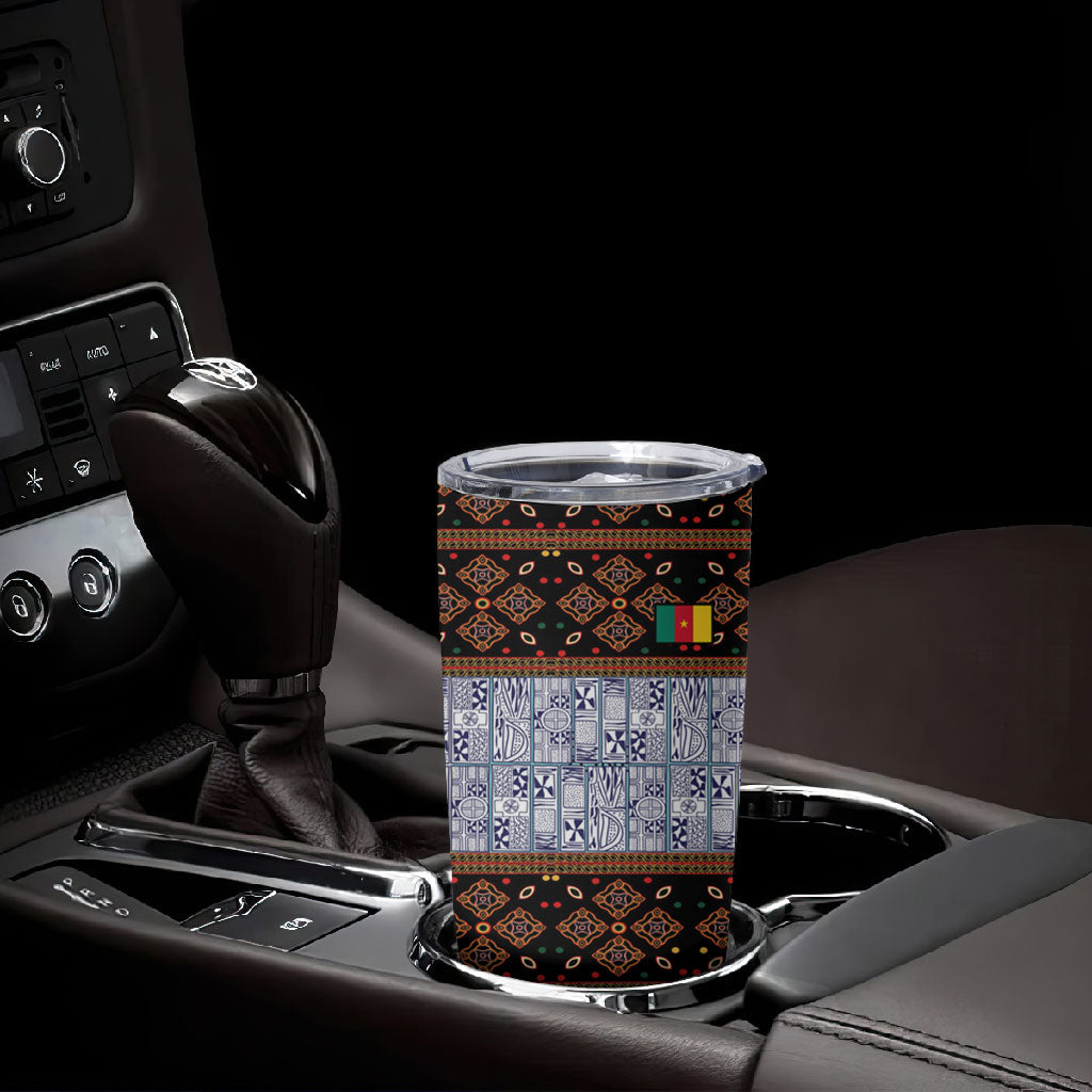 Cameroon Toghu Tumbler Cup Flag Coat Of Arms - Traditional Bamenda Art