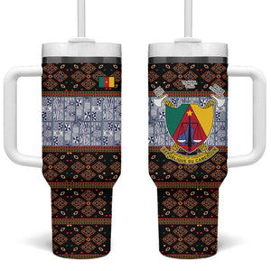 Cameroon Toghu Tumbler With Handle Flag Coat Of Arms - Traditional Bamenda Art