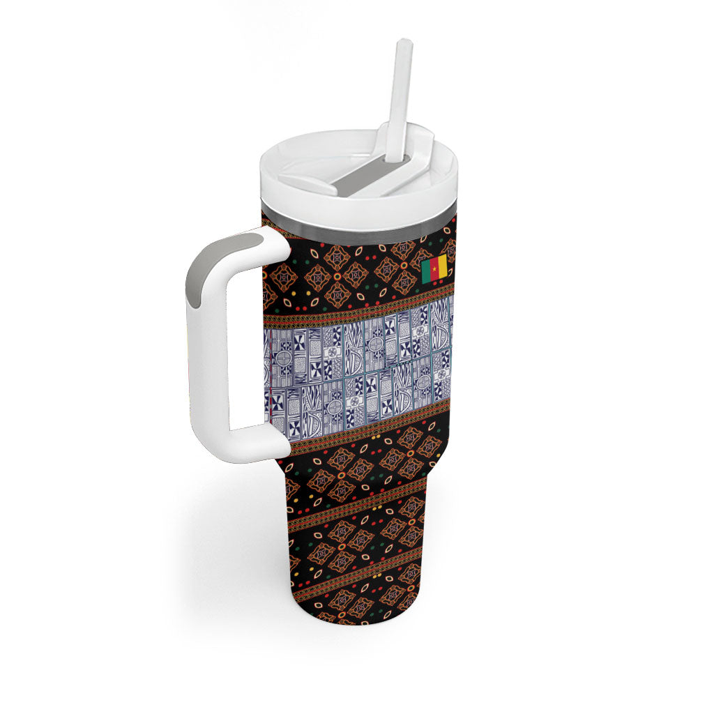 Cameroon Toghu Tumbler With Handle Flag Coat Of Arms - Traditional Bamenda Art