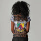 Cameroon Toghu Women V-Neck T-Shirt Flag Coat Of Arms - Traditional Bamenda Art