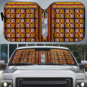 Cameroon Toghu Auto Sun Shade Vibrant Bamenda Tribal - Authentic African Folk Art