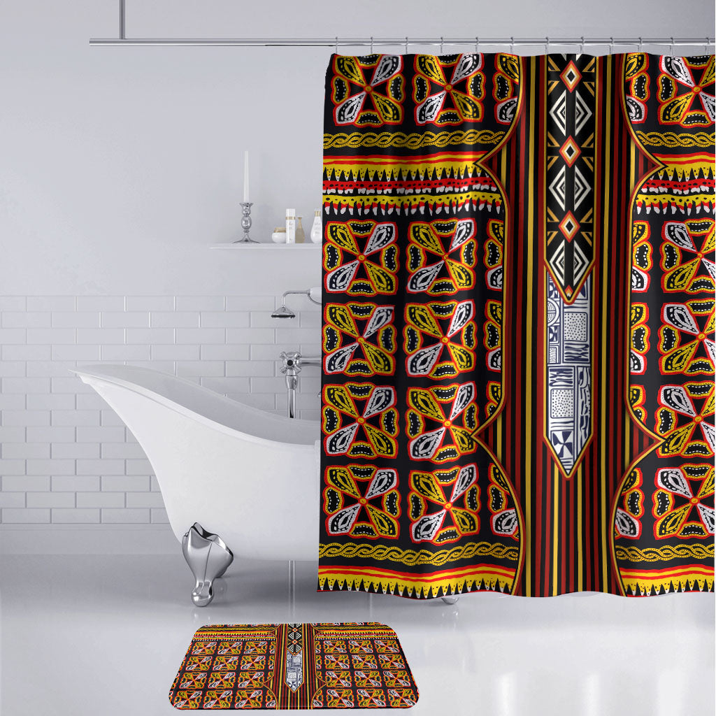 Cameroon Toghu Bathroom Set Vibrant Bamenda Tribal - Authentic African Folk Art