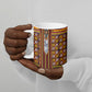 Cameroon Toghu Ceramic Mug Vibrant Bamenda Tribal - Authentic African Folk Art