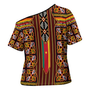 Cameroon Toghu Cross Shoulder Shirt Vibrant Bamenda Tribal - Authentic African Folk Art