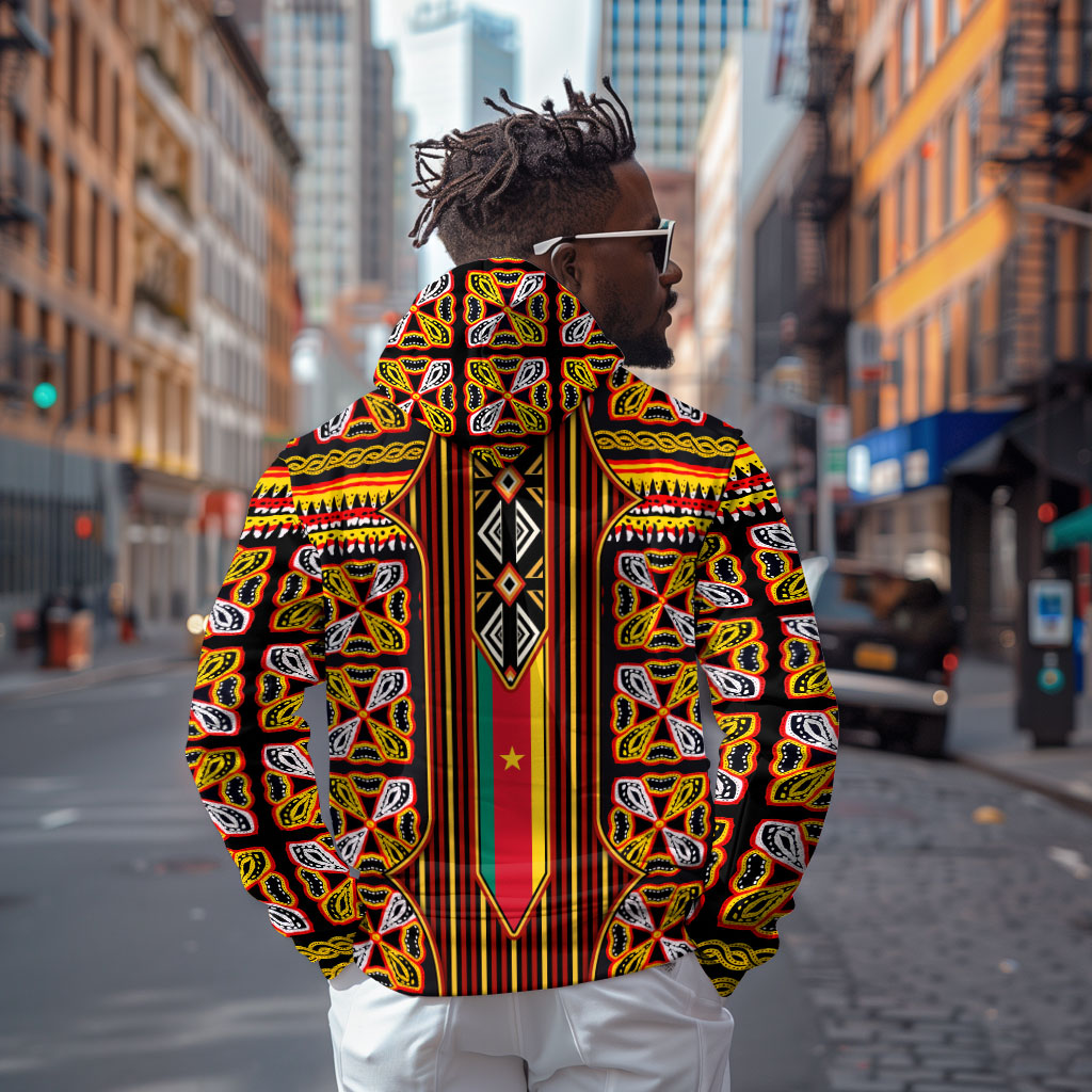 Cameroon Toghu Hoodie Vibrant Bamenda Tribal - Authentic African Folk Art