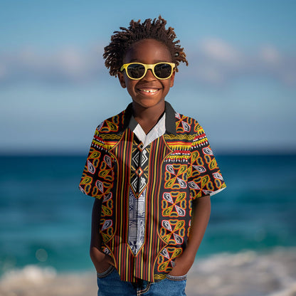 Cameroon Toghu Kid Hawaiian Shirt Vibrant Bamenda Tribal - Authentic African Folk Art