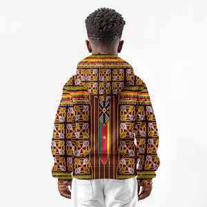 Cameroon Toghu Kid Hoodie Vibrant Bamenda Tribal - Authentic African Folk Art