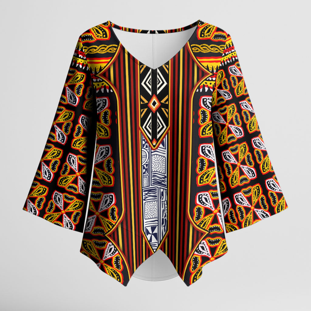Cameroon Toghu Kimono Sleeve Blouse Vibrant Bamenda Tribal - Authentic African Folk Art