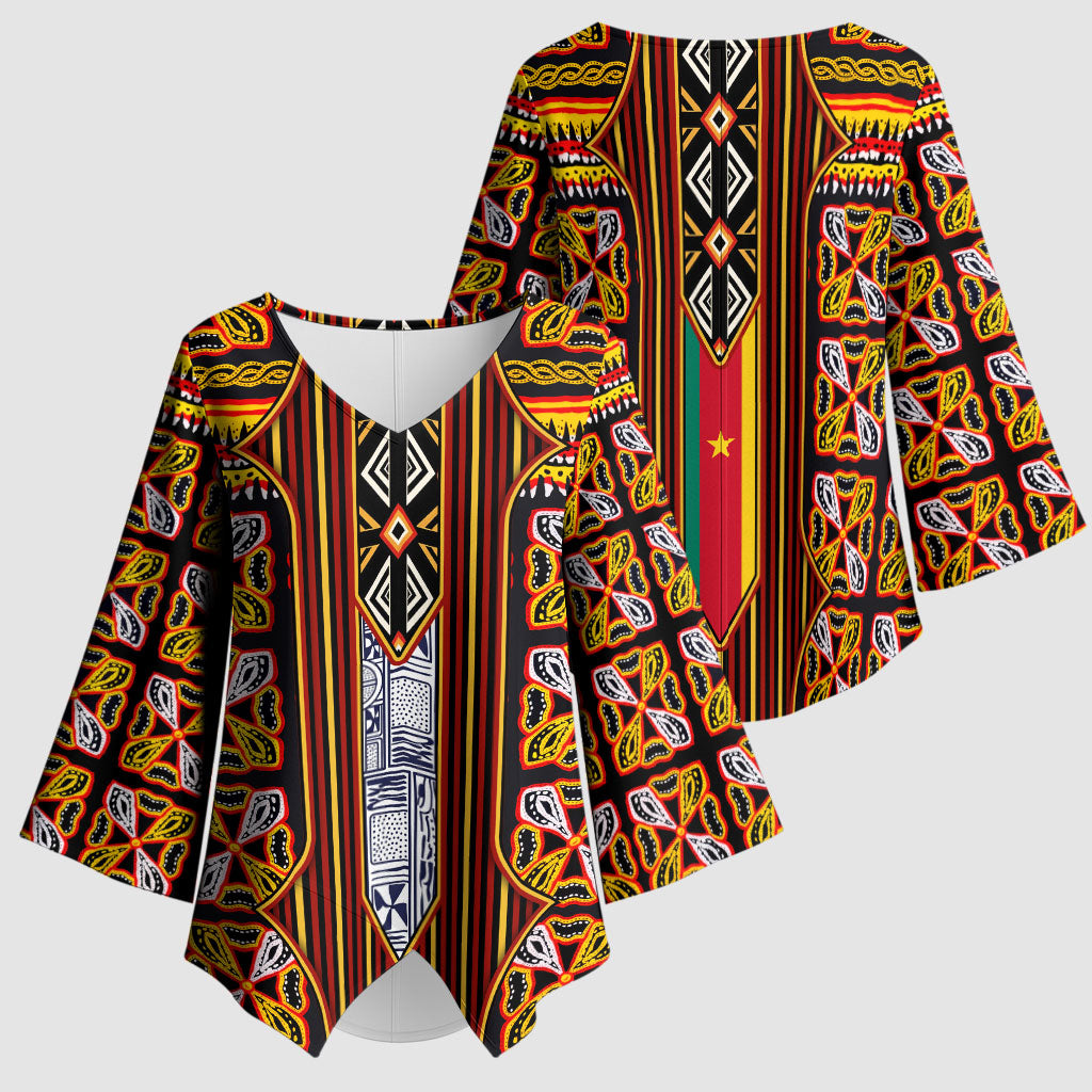 Cameroon Toghu Kimono Sleeve Blouse Vibrant Bamenda Tribal - Authentic African Folk Art