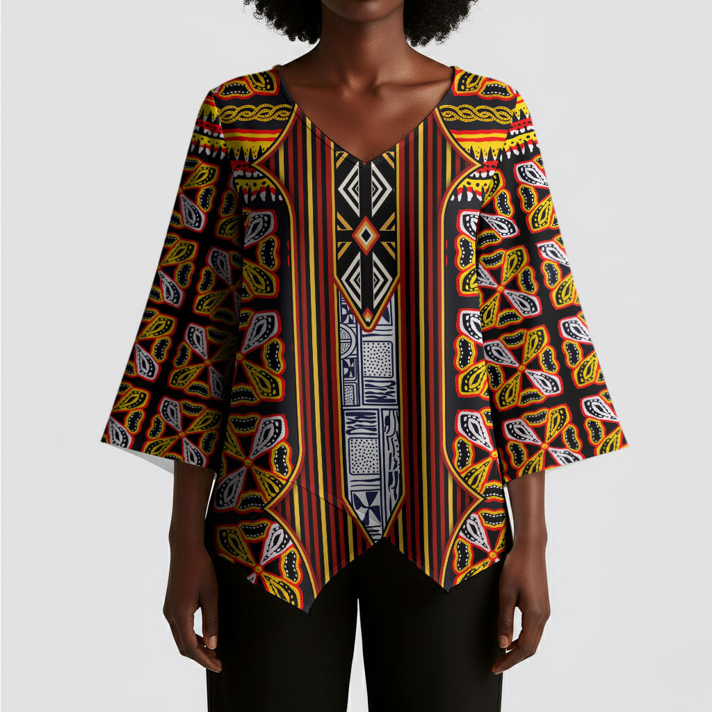 Cameroon Toghu Kimono Sleeve Blouse Vibrant Bamenda Tribal - Authentic African Folk Art
