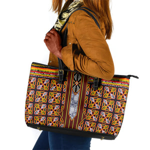 Cameroon Toghu Leather Tote Bag Vibrant Bamenda Tribal - Authentic African Folk Art