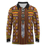 Cameroon Toghu Long Sleeve Polo Shirt Vibrant Bamenda Tribal - Authentic African Folk Art