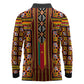 Cameroon Toghu Long Sleeve Polo Shirt Vibrant Bamenda Tribal - Authentic African Folk Art
