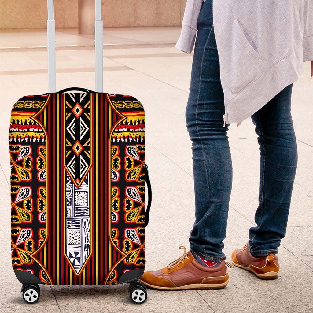 Cameroon Toghu Luggage Cover Vibrant Bamenda Tribal - Authentic African Folk Art