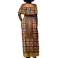 Cameroon Toghu Off Shoulder Maxi Dress Vibrant Bamenda Tribal - Authentic African Folk Art