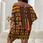 Cameroon Toghu Off Shoulder Short Dress Vibrant Bamenda Tribal - Authentic African Folk Art