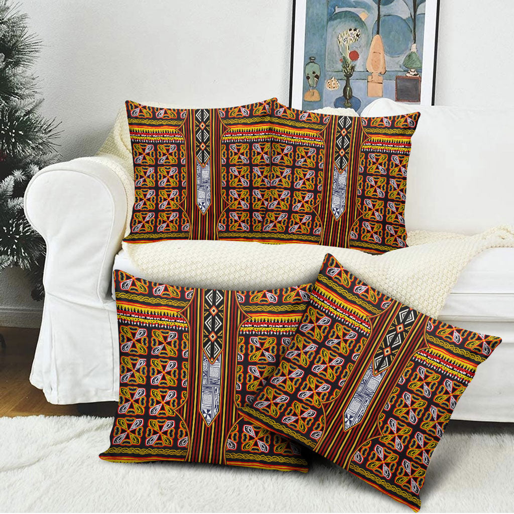 Cameroon Toghu Pillow Cover Vibrant Bamenda Tribal - Authentic African Folk Art