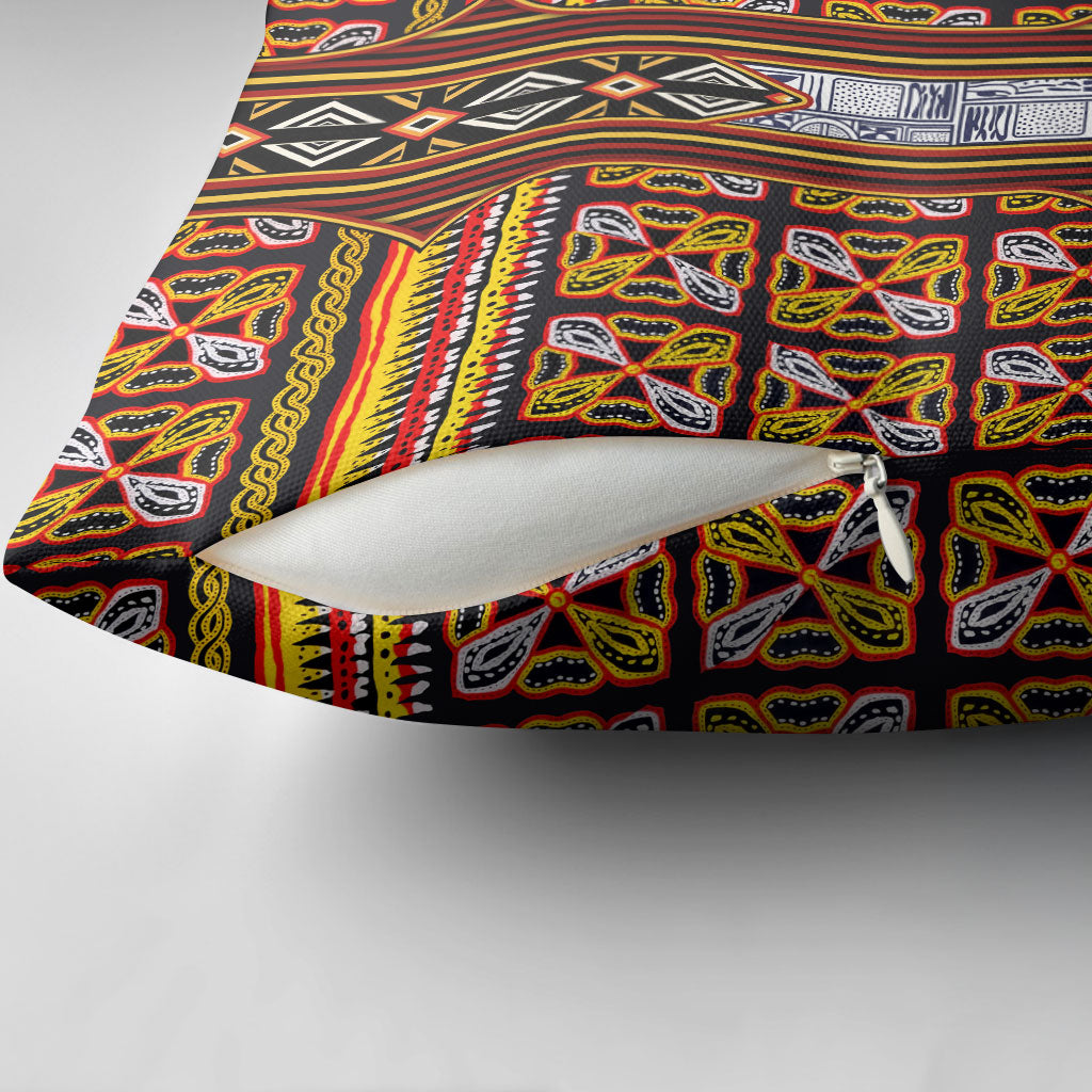 Cameroon Toghu Pillow Cover Vibrant Bamenda Tribal - Authentic African Folk Art