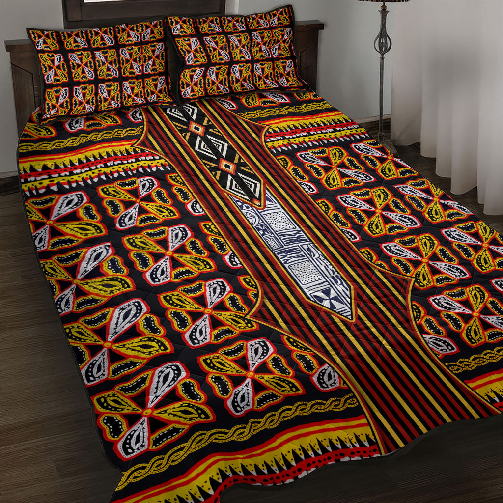 Cameroon Toghu Quilt Bed Set Vibrant Bamenda Tribal - Authentic African Folk Art