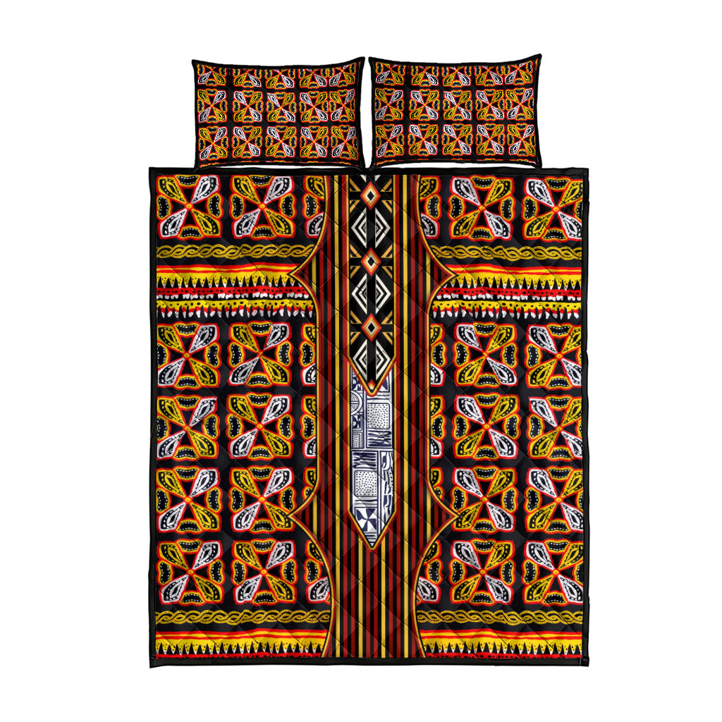 Cameroon Toghu Quilt Bed Set Vibrant Bamenda Tribal - Authentic African Folk Art