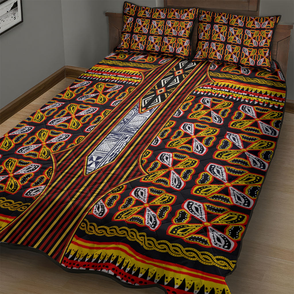 Cameroon Toghu Quilt Bed Set Vibrant Bamenda Tribal - Authentic African Folk Art