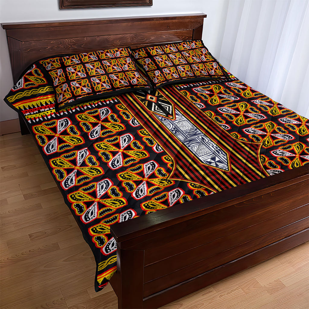 Cameroon Toghu Quilt Bed Set Vibrant Bamenda Tribal - Authentic African Folk Art