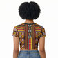 Cameroon Toghu Raglan Cropped T shirt Vibrant Bamenda Tribal - Authentic African Folk Art