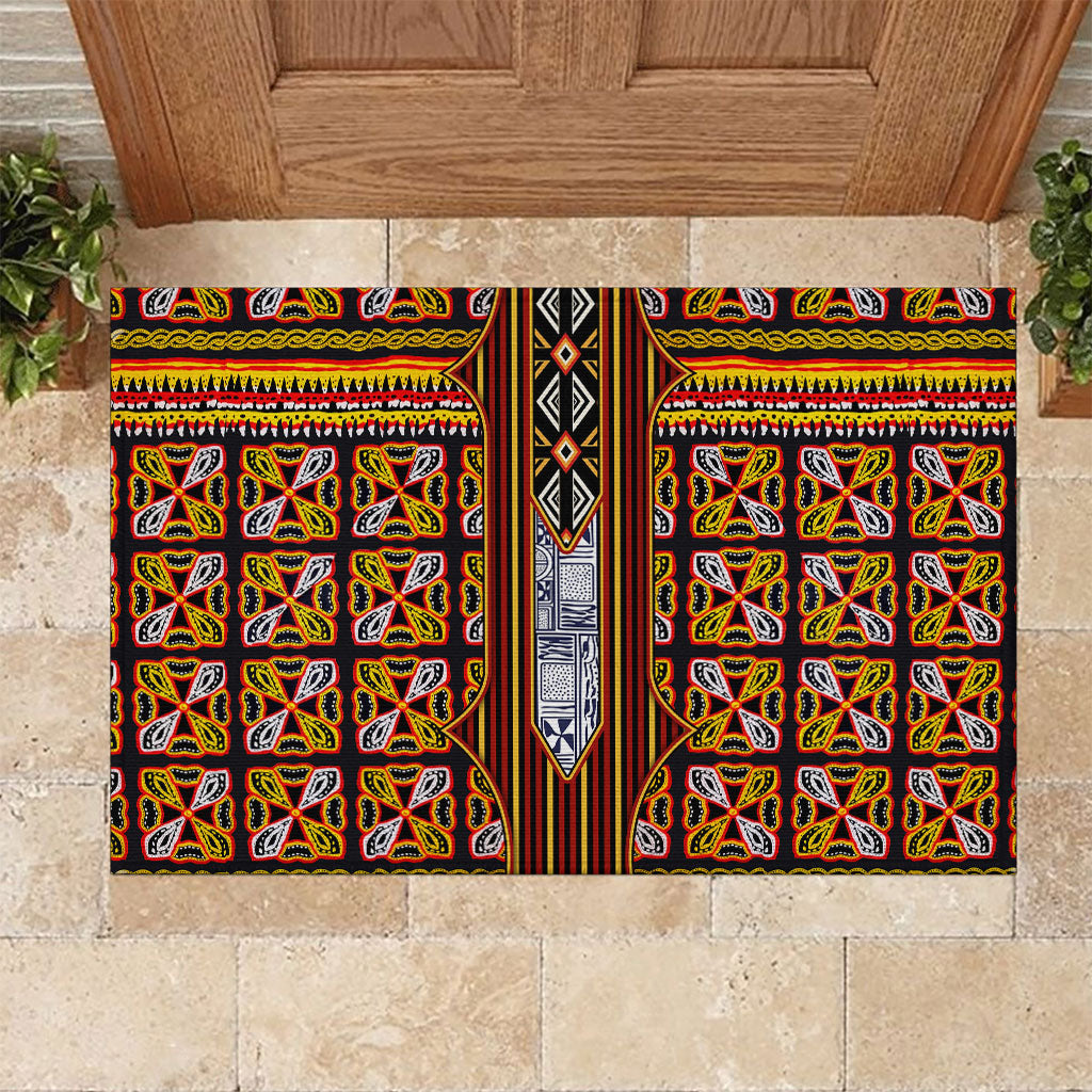 Cameroon Toghu Rubber Doormat Vibrant Bamenda Tribal - Authentic African Folk Art