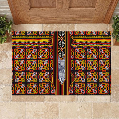 Cameroon Toghu Rubber Doormat Vibrant Bamenda Tribal - Authentic African Folk Art