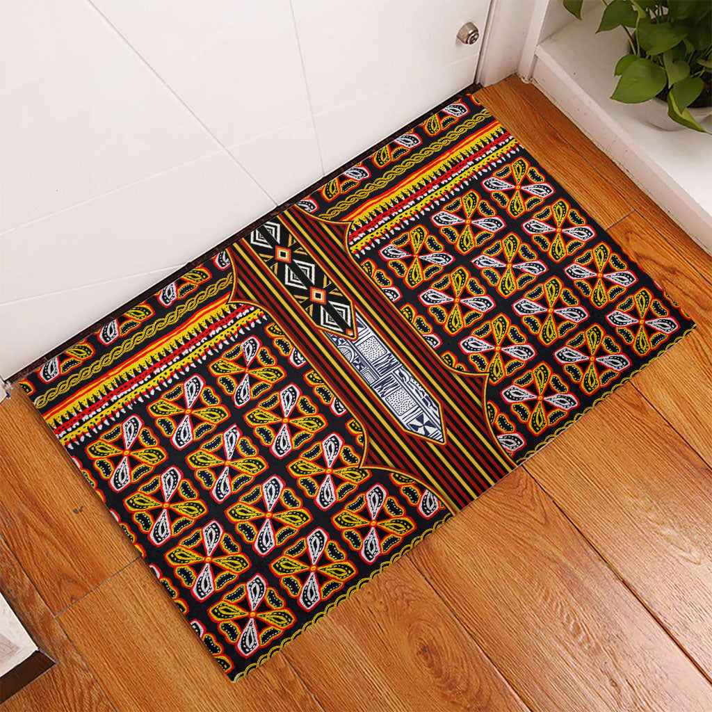Cameroon Toghu Rubber Doormat Vibrant Bamenda Tribal - Authentic African Folk Art
