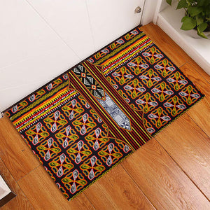 Cameroon Toghu Rubber Doormat Vibrant Bamenda Tribal - Authentic African Folk Art