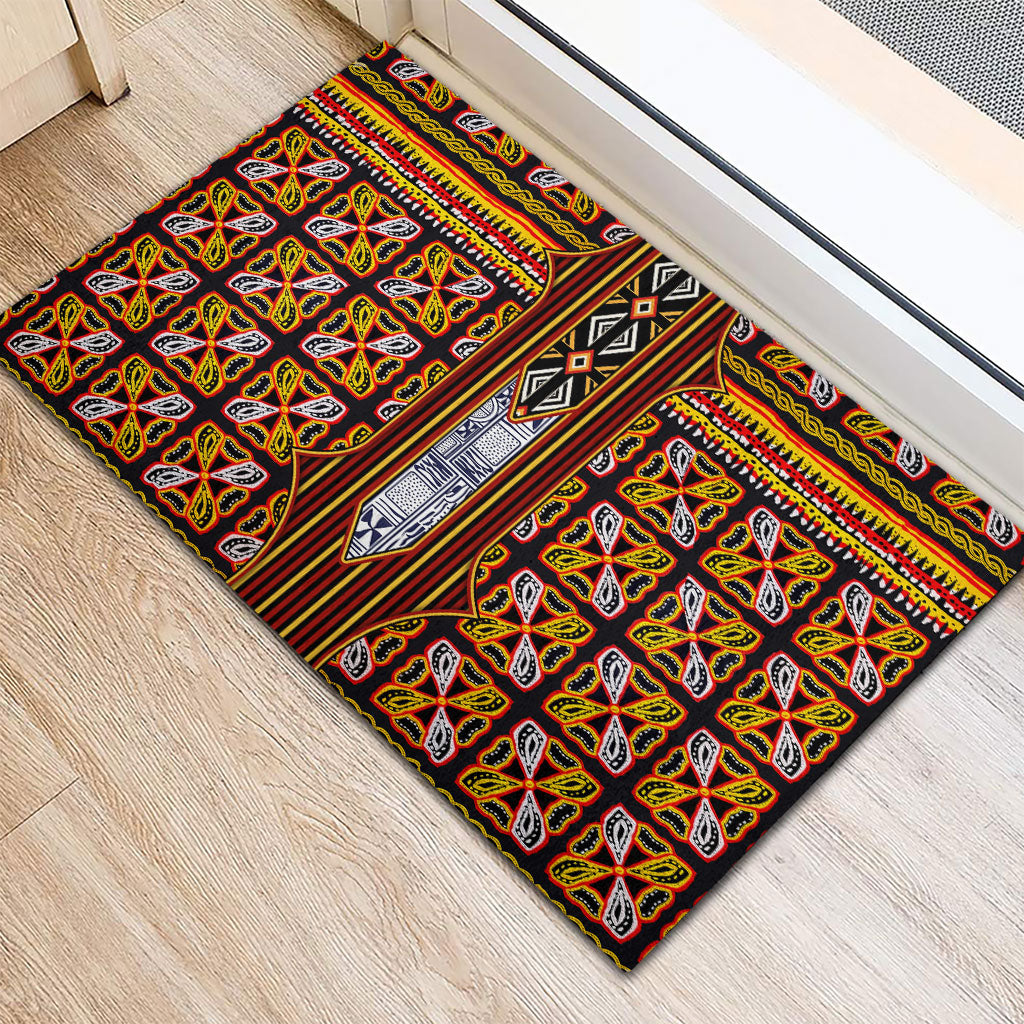 Cameroon Toghu Rubber Doormat Vibrant Bamenda Tribal - Authentic African Folk Art