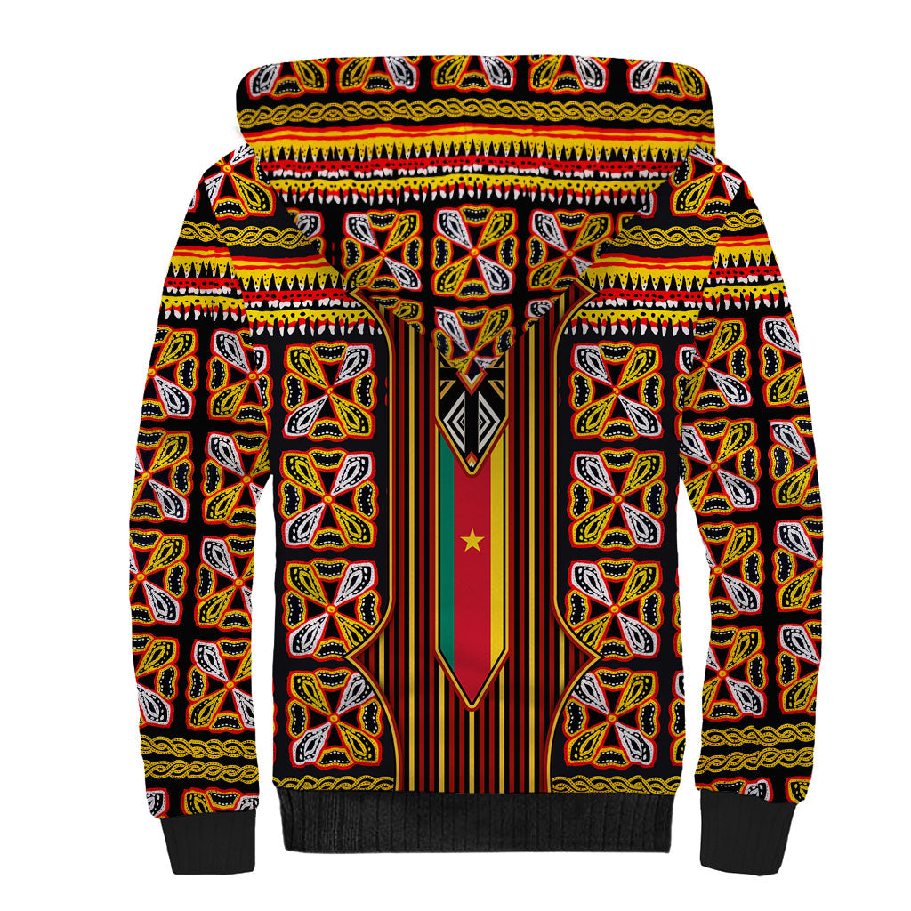 Cameroon Toghu Sherpa Hoodie Vibrant Bamenda Tribal - Authentic African Folk Art