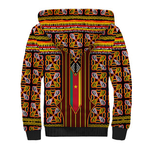 Cameroon Toghu Sherpa Hoodie Vibrant Bamenda Tribal - Authentic African Folk Art