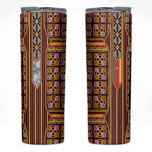 Cameroon Toghu Skinny Tumbler Vibrant Bamenda Tribal - Authentic African Folk Art