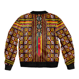 Cameroon Toghu Sleeve Zip Bomber Jacket Vibrant Bamenda Tribal - Authentic African Folk Art