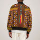 Cameroon Toghu Sleeve Zip Bomber Jacket Vibrant Bamenda Tribal - Authentic African Folk Art